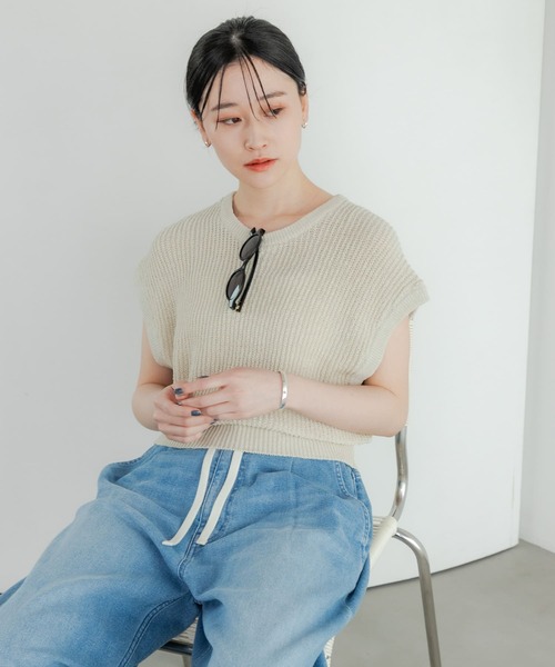 URBAN RESEARCH ベスト ジレ ペーパーヤーンフレンチスリーブ