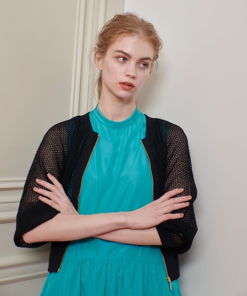カーディガン 「LOULOU WILLOUGHBY」柄編みニットブルゾン レディース LOULOU WILLOUGHBY カーディガン 「LOULOU WILLOUGHBY」柄編み