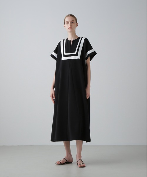 ADORE クールコットンストレッチバックボタンワンピース 36 ADORE ワンピース マットストレッチダンボールワンピース
