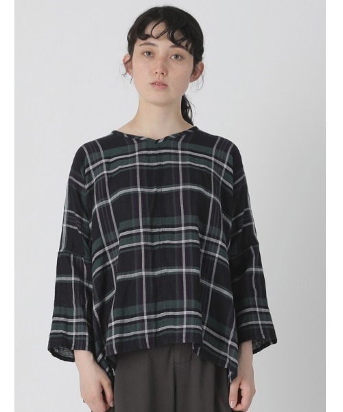 「Plantation」 7分袖ブラウス M size ネイビー レディース