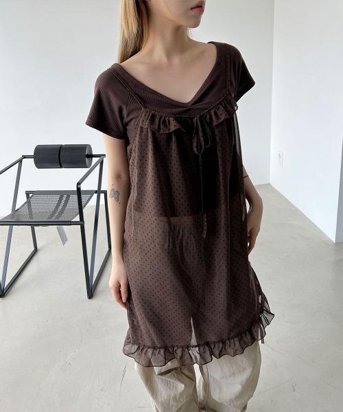 ご購入者様決定 ハート柄シースルーチュニック ワンピース