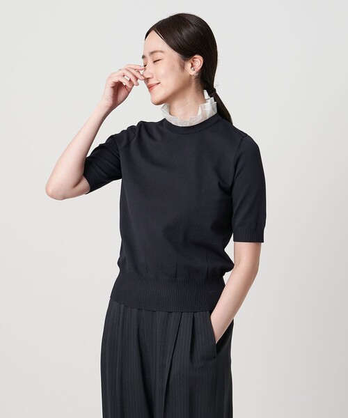 UNITED ARROWS オーガンジー5分袖ニット　ネイビー UNITED ARROWS（ユナイテッドアローズ）の「レディ オーガンジー