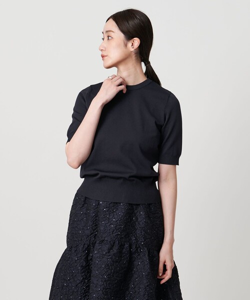 UNITED ARROWS オーガンジー5分袖ニット　ネイビー UNITED ARROWS（ユナイテッドアローズ）の「レディ オーガンジー