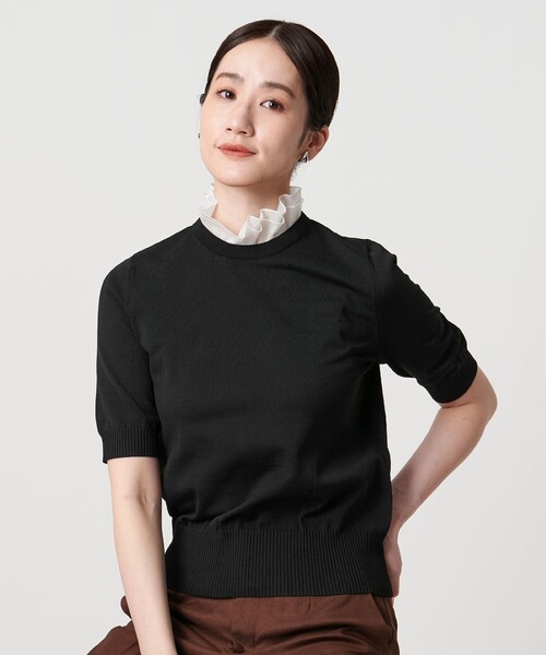ニット セーター オーガンジー フリル 2WAY ニット ‐ウォッシャブル‐ レディース オーガンジー フリル 2WAY ニット ‐ウォッシャブル‐