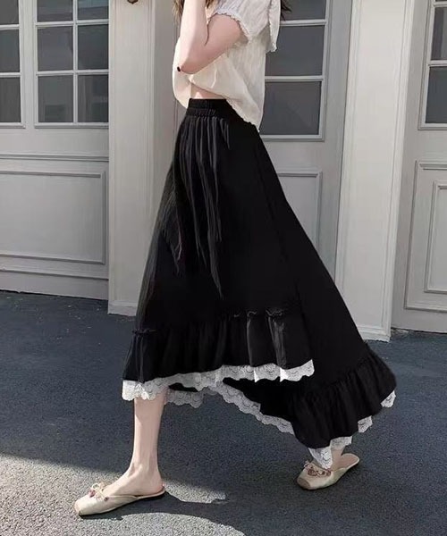 gossip!ロサンゼルス ロング スカート 裾ティアード フリルスカート