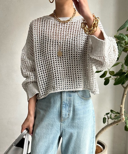 DouDou（ドゥドゥ） 長袖ニット FREE シルバー レディース : ZOZOTOWN