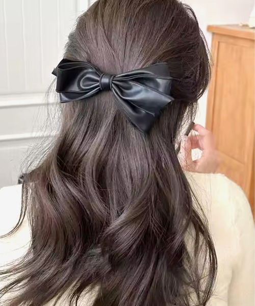 ヘアクリップ 「 ammy. / エイミードット 」 フェイクレザー リボン