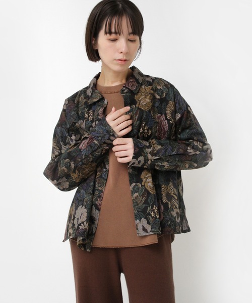 RNA-N ブラウス シャツ B2926 フラワープリントビエラシャツ