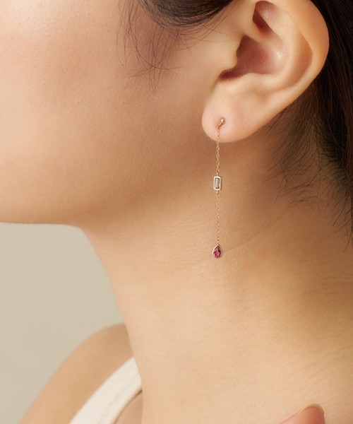 ピアス K10PG ジュエルモザイク ピンクカラー ピアス レディースの画像