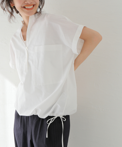 「JOURNAL STANDARD」 半袖ブラウス - ネイビー レディースの画像