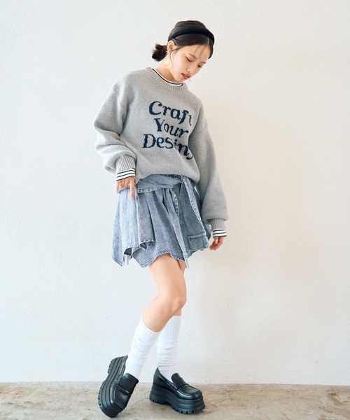 LOVETOXIC パンツ 「LTXC」腰巻き風デニムキュロット キッズ 子供服