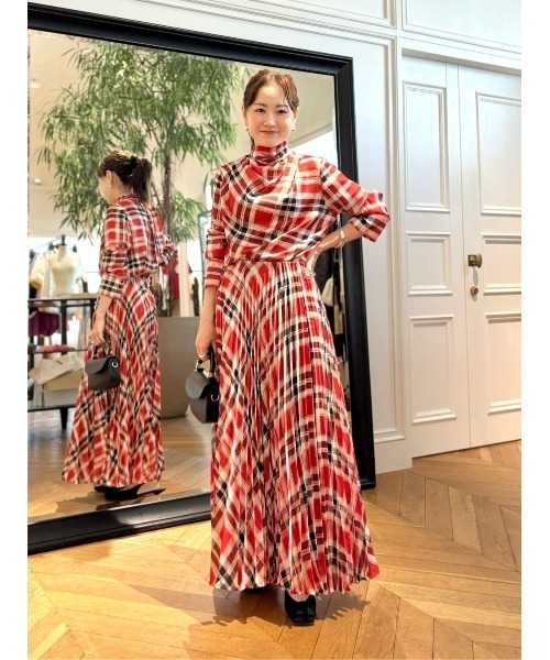 allureville（アルアバイル） スカート LISAチェックプリントプリーツ