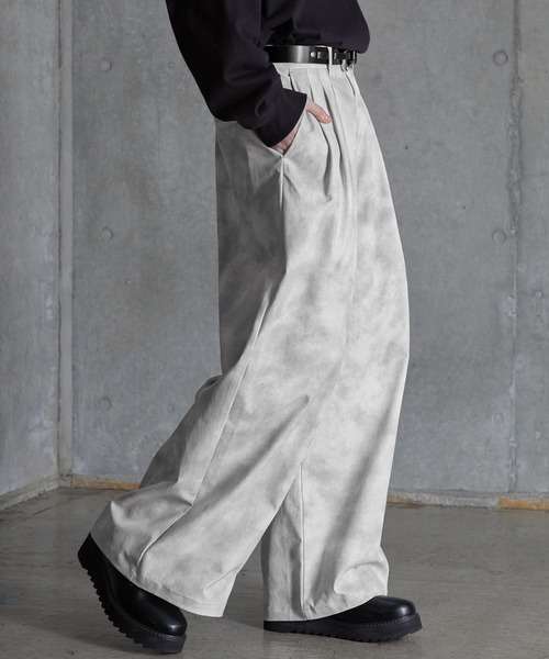 vintage slacks ワイド　スラックス　グレー SERACE スラックス 「SERACE」Vintage design wide slacks pants