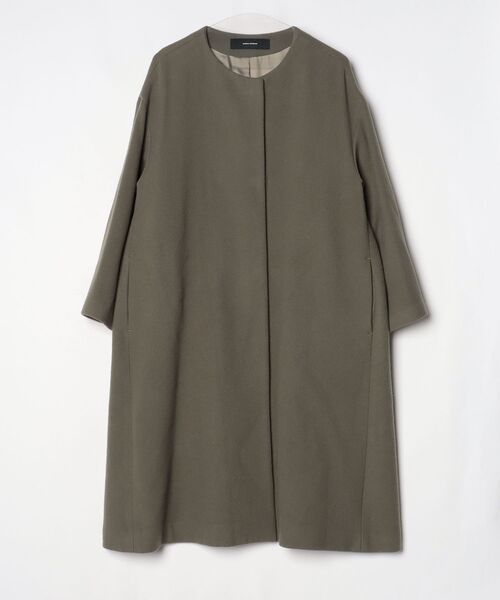 ジャーナルスタンダードレサージュ　ノーカラーウールコート　グリーン　フリー JOURNAL STANDARD（ジャーナルスタンダード） ノーカラーコート FREE