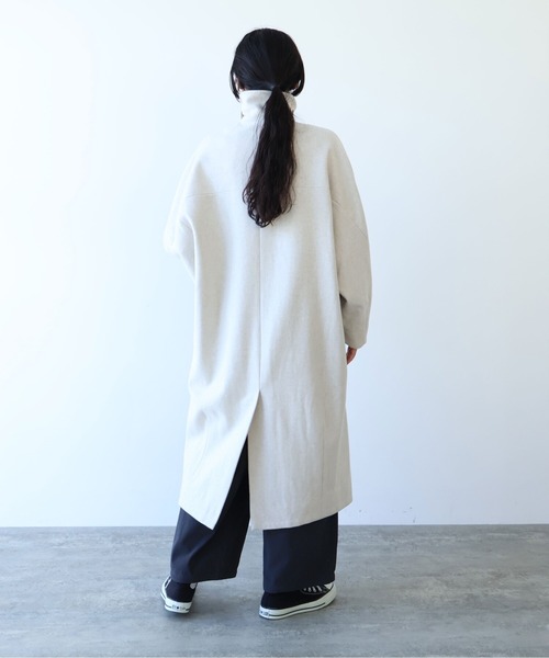 yuni ステンカラーコート コート ウールsuper100 bal collar cocoon