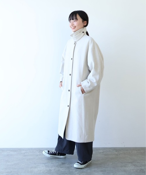 yuni ステンカラーコート コート ウールsuper100 bal collar cocoon