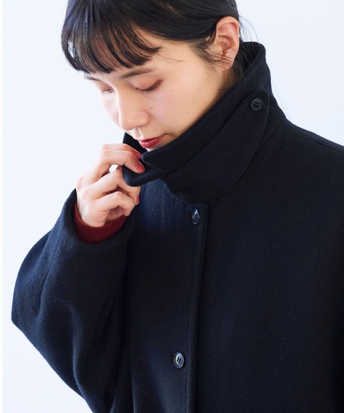 yuni ステンカラーコート コート ウールsuper100 bal collar cocoon
