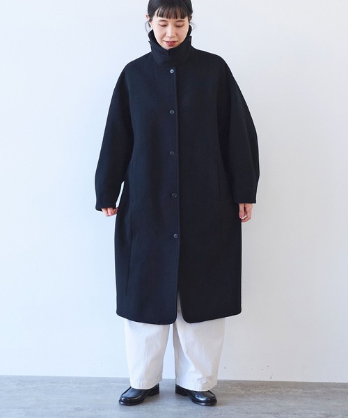 yuni ステンカラーコート コート ウールsuper100 bal collar cocoon