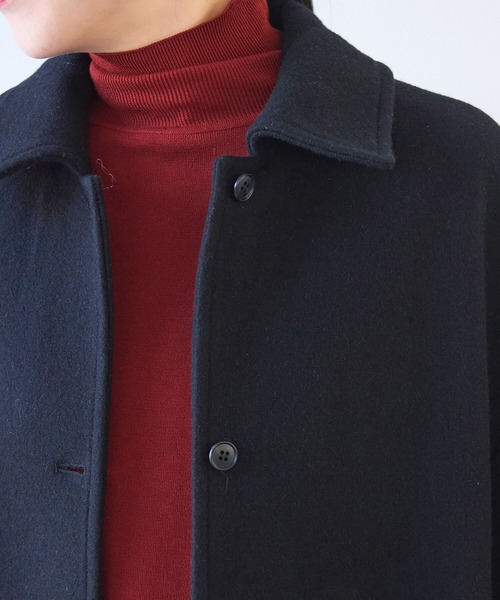yuni ステンカラーコート コート ウールsuper100 bal collar cocoon