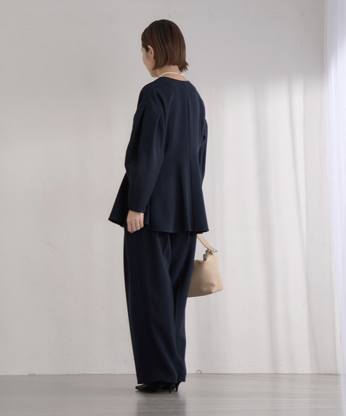 IENA（イエナ） スラックス パンツ ＆NAVY ジョーゼットサイドゴム