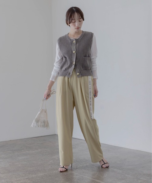 Eimee Law（エイミーロウ） ワイドパンツ パンツ ロゴテープベルト