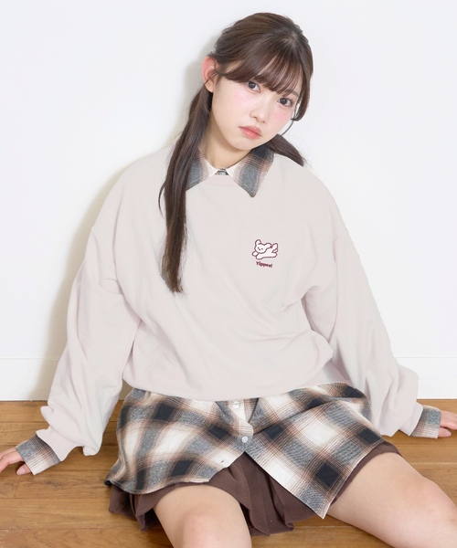 LOVETOXIC トレーナー 「秒かわトップス」アニマル刺しゅうベーシック