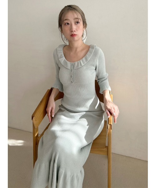 【SNIDEL  】今季新作 ニットフリルワンピース SNIDEL HOME パジャマ ルームウェア ニットフリルワンピース
