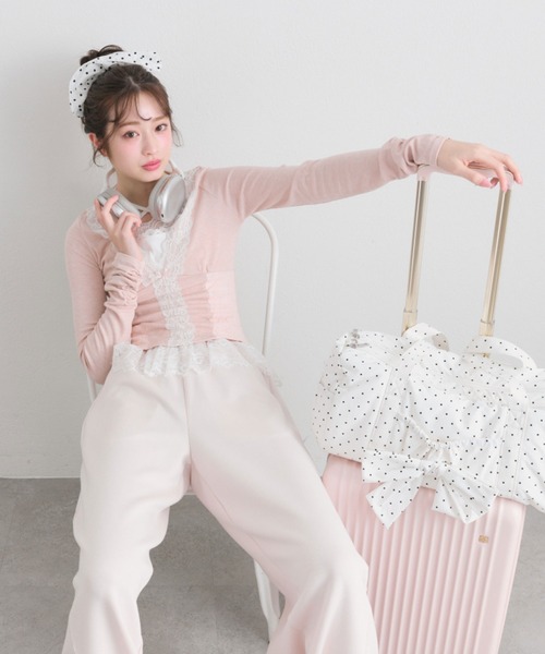 OLIVE des OLIVE（オリーブデオリーブ） tシャツ レーストリムトップス