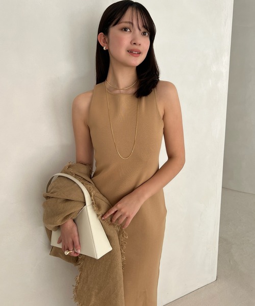 「anuans」 ニットワンピース SMALL アイボリー レディース_画像8