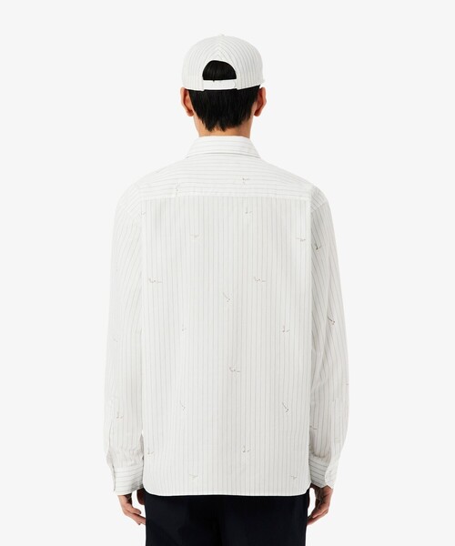 ラコステシャツ LACOSTE（ラコステ） シャツ オールオーバーステッチ ストライプシャツ