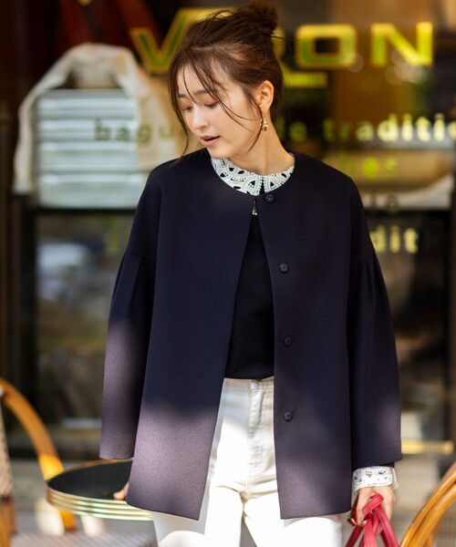 「ANY SIS」 ノーカラージャケット 0 ネイビー レディース_画像4