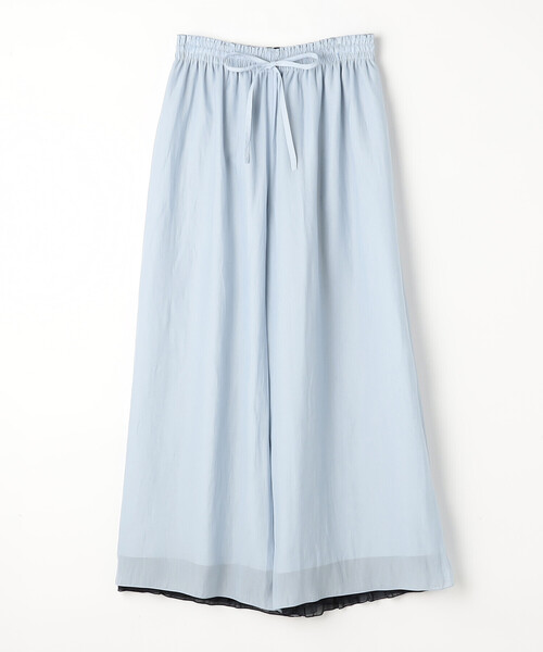 ワイドパンツ パンツ カッセン×シフォン リバーシブル プリーツパンツ レディースの画像