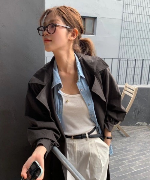 「LADY LIKE」 トレンチコート M ブラック レディース_画像7