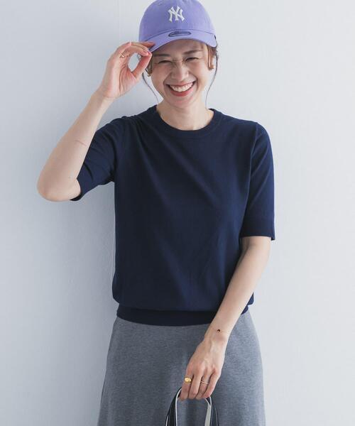 uvカット サマーニット ニット セーター 「UR TECH ひやサラクール」コットンハーフスリーブKNIT レディースの画像