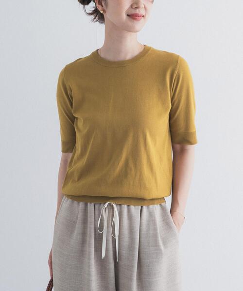 uvカット サマーニット ニット セーター 「UR TECH ひやサラクール」コットンハーフスリーブKNIT レディースの画像
