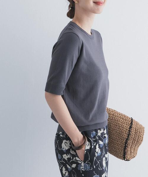 uvカット サマーニット ニット セーター 「UR TECH ひやサラクール」コットンハーフスリーブKNIT レディースの画像