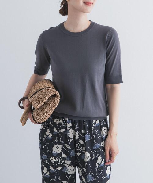 uvカット サマーニット ニット セーター 「UR TECH ひやサラクール」コットンハーフスリーブKNIT レディースの画像
