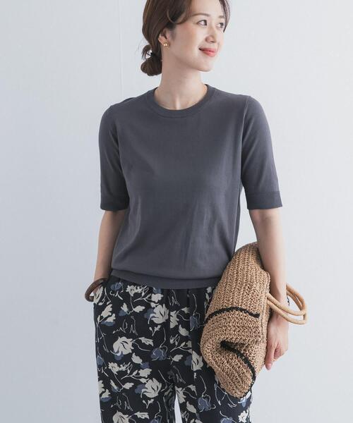 uvカット サマーニット ニット セーター 「UR TECH ひやサラクール」コットンハーフスリーブKNIT レディースの画像