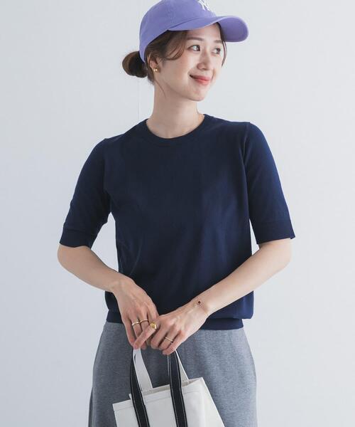 uvカット サマーニット ニット セーター 「UR TECH ひやサラクール」コットンハーフスリーブKNIT レディースの画像