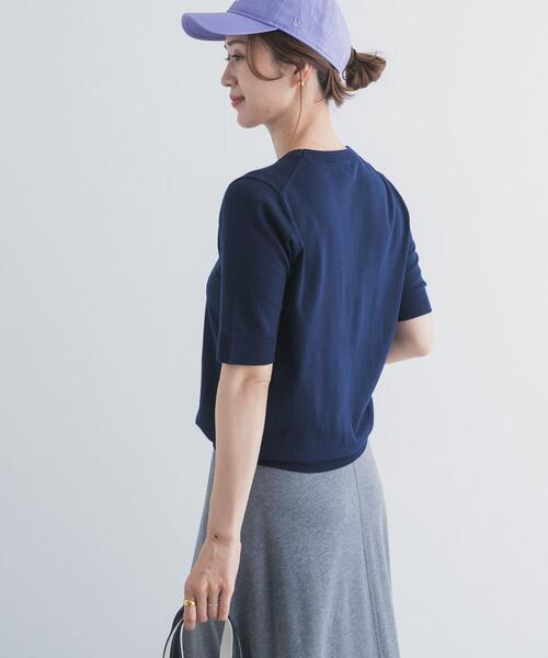 uvカット サマーニット ニット セーター 「UR TECH ひやサラクール」コットンハーフスリーブKNIT レディースの画像