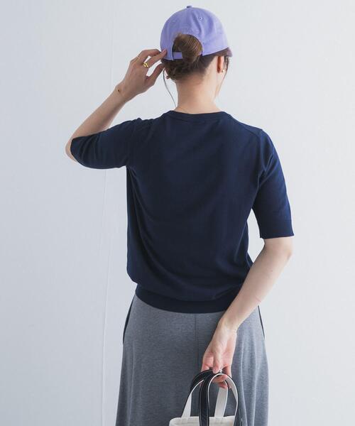 uvカット サマーニット ニット セーター 「UR TECH ひやサラクール」コットンハーフスリーブKNIT レディースの画像