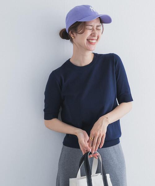 uvカット サマーニット ニット セーター 「UR TECH ひやサラクール」コットンハーフスリーブKNIT レディースの画像