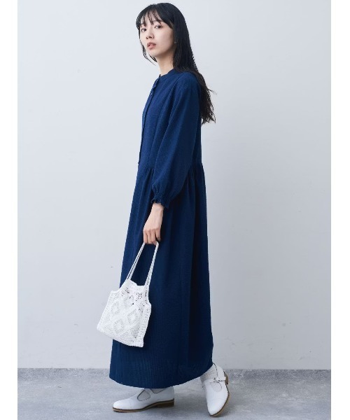 「Live in comfort」 長袖ワンピース LL ネイビー レディース_画像6