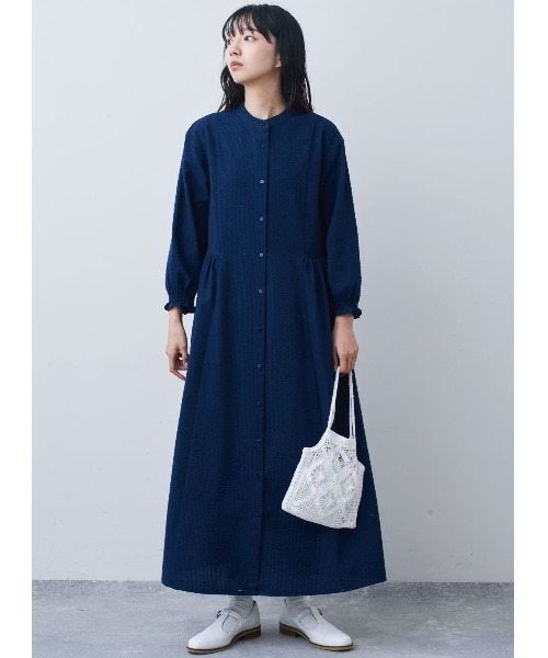「Live in comfort」 長袖ワンピース LL ネイビー レディース_画像7