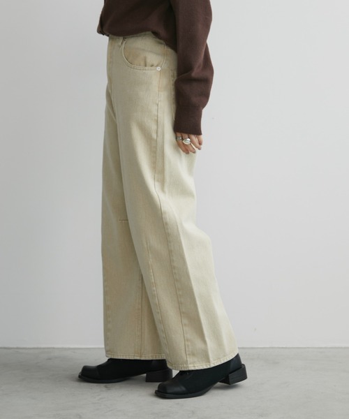 「Aunt Marie's」 デニムパンツ L ブラウン レディース_画像4