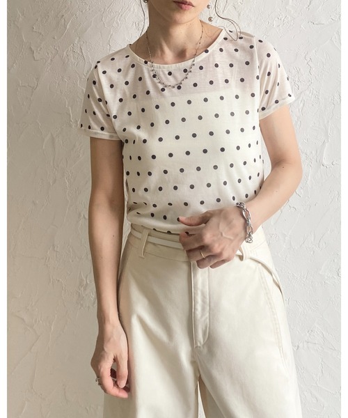 She's Closet tシャツ 半袖 ドット柄 半袖 コンパクト ショート丈