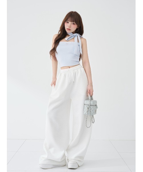 Darich（ダーリッチ） ワイドパンツ スラックス パンツ クリスタルロゴ