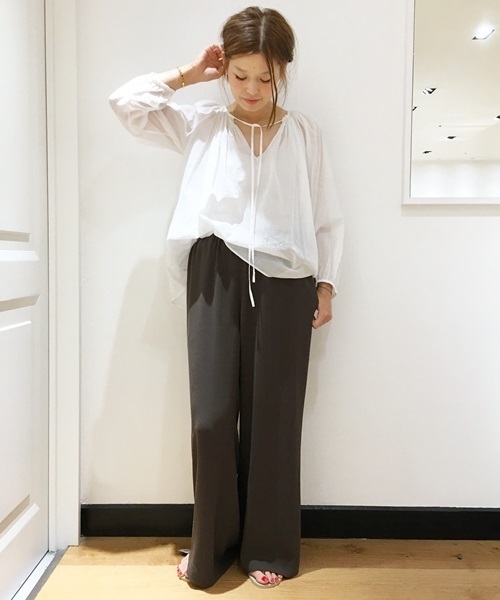 美品　ドゥーズィエムクラス　Cotton ボイルスモックブラウス　シアー　白 セール】Cotton ボイルスモックブラウス◇（シャツ/ブラウス