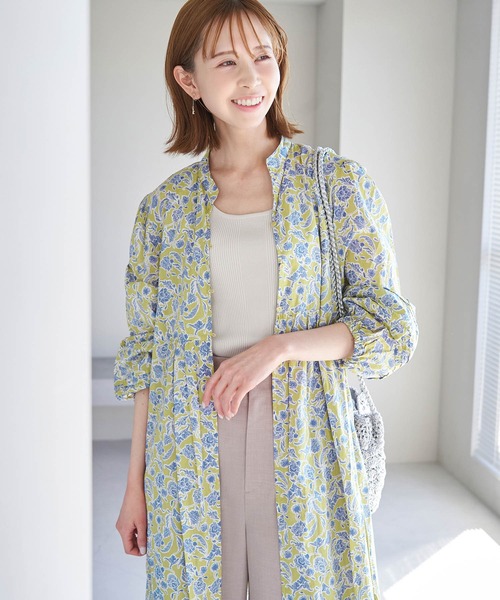 ROPE' PICNIC ワンピース 更紗柄プリントボイルガウンワンピース