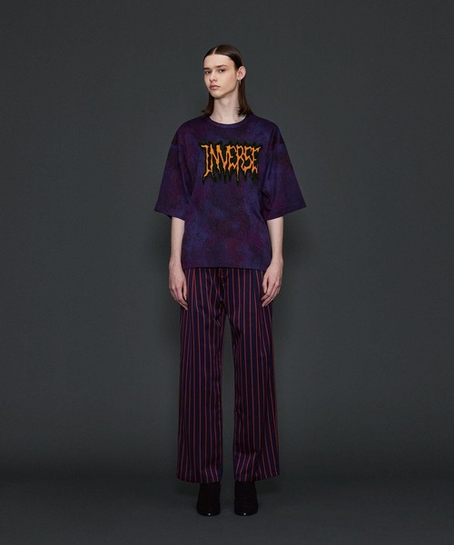 シャリーフ ブラッシュ ペイント シャツ パープル M SHAREEF（シャリーフ） tシャツ ABSTRACT JQ S/S T-SHIRTS メンズ